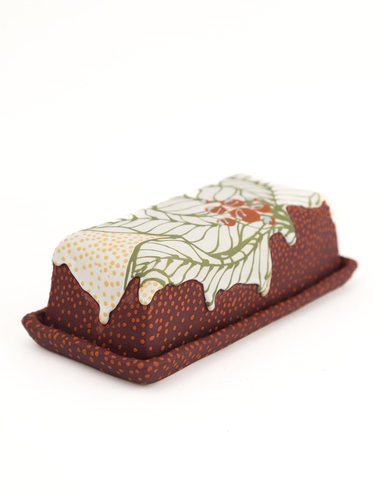 10. White and Purple Butter Dish