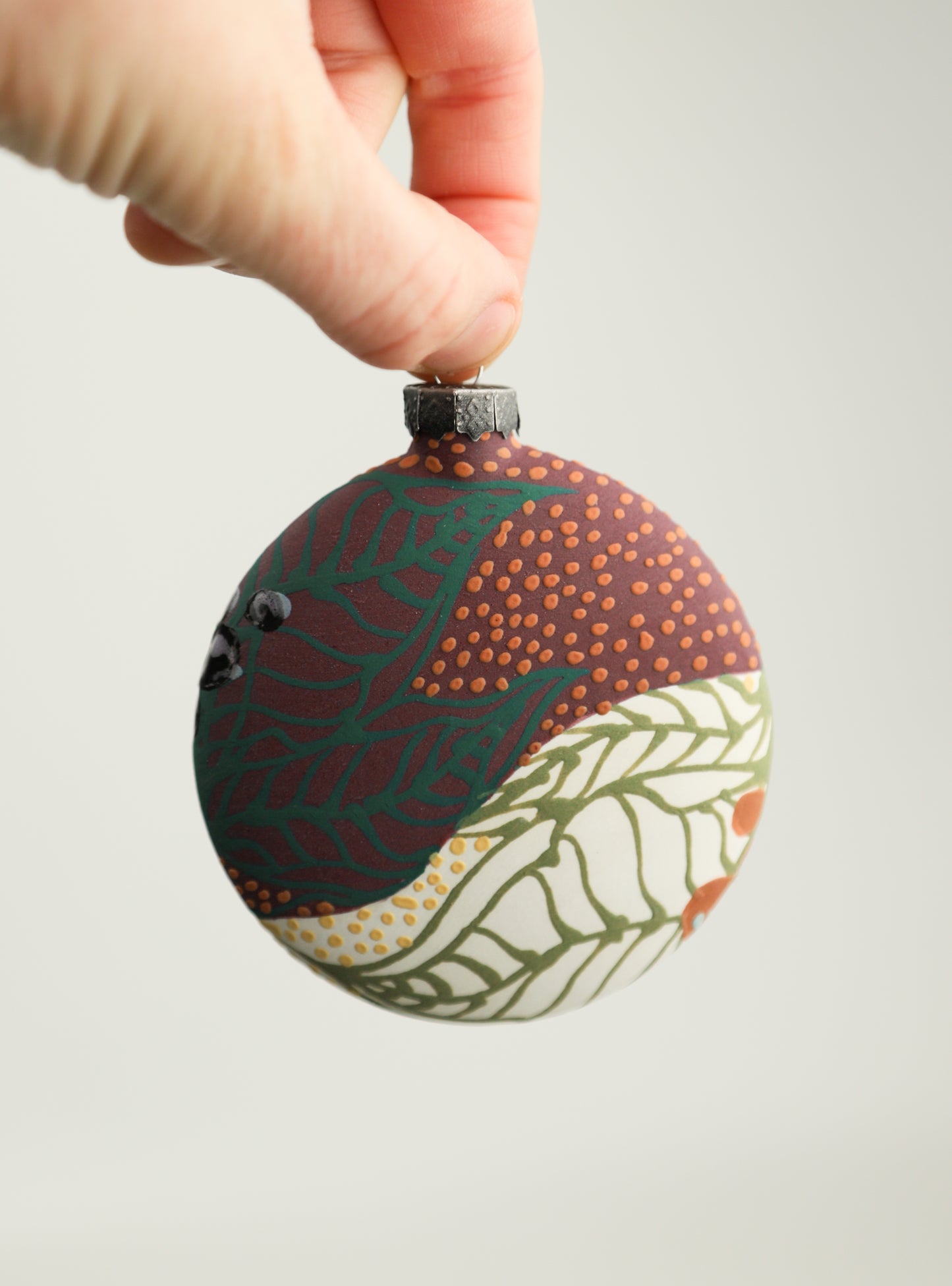 Purple and White Split Ornament