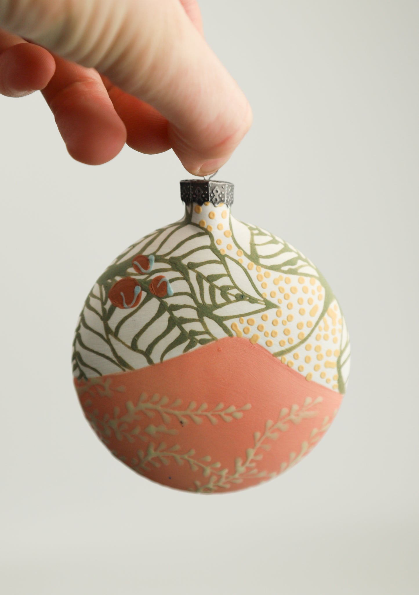 Pink and White Split Ornament