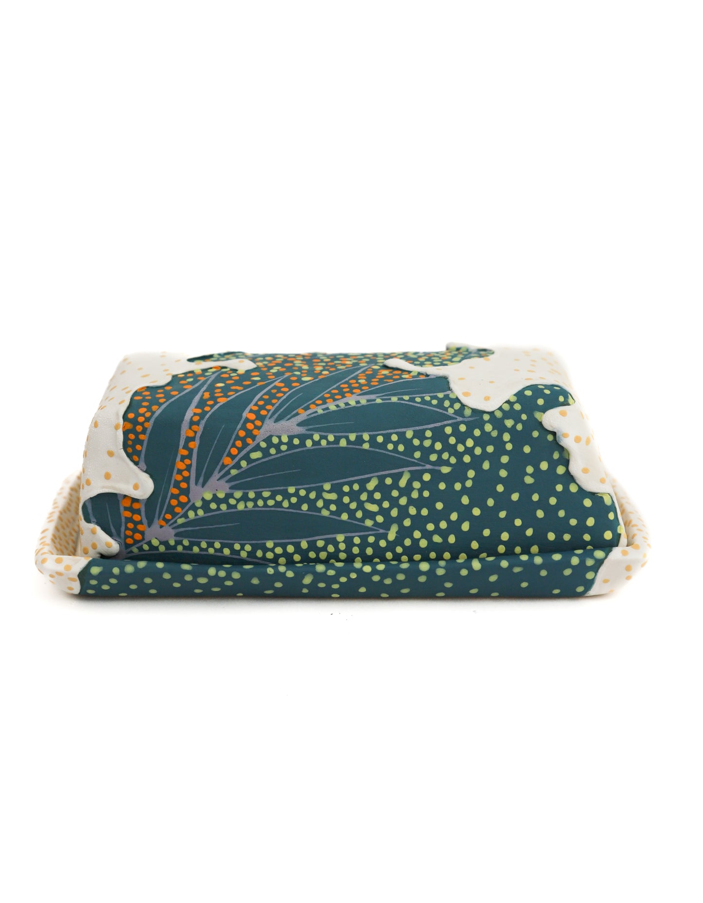 8. White and Teal Butter Dish