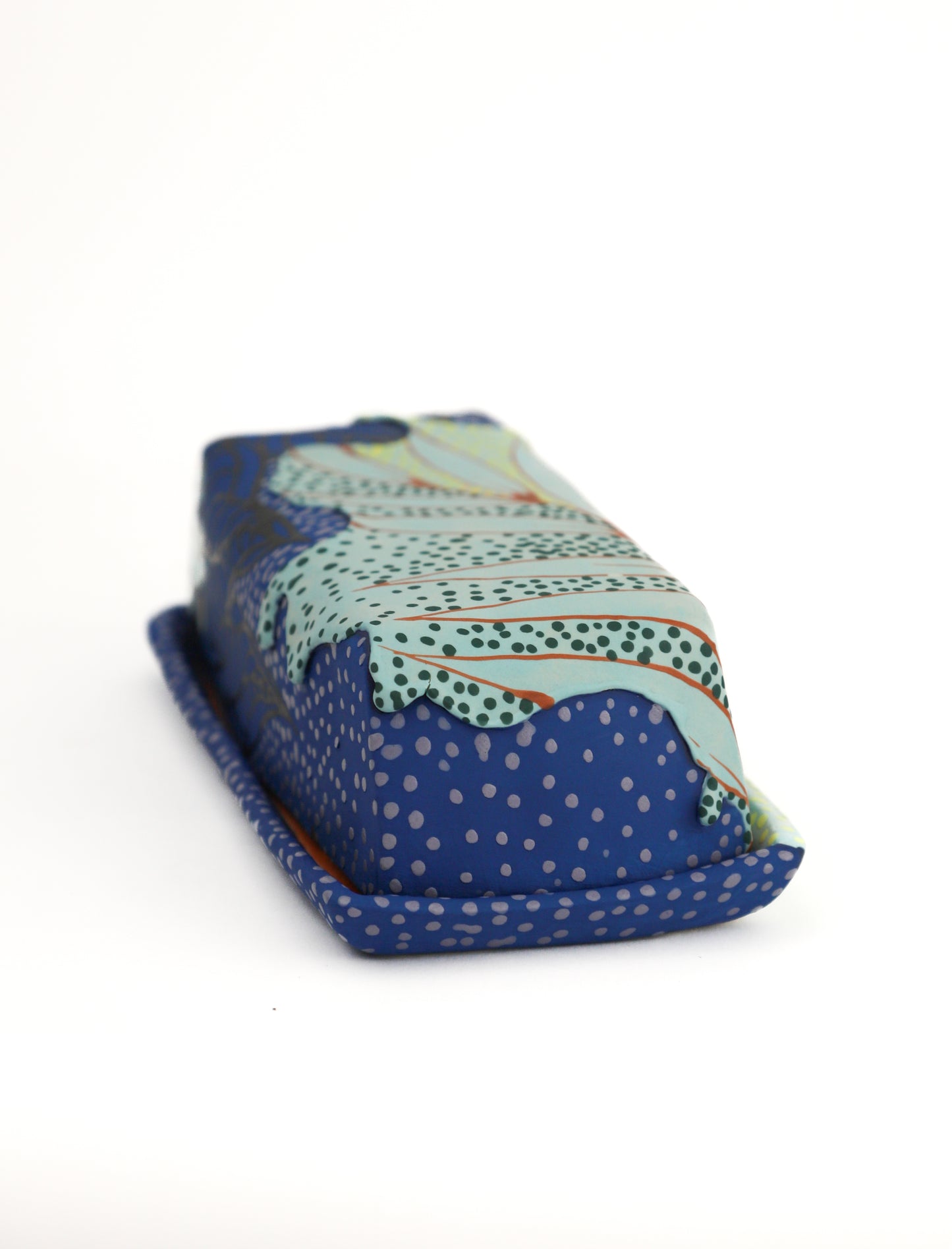 12. Seafoam and Blue Butter Dish