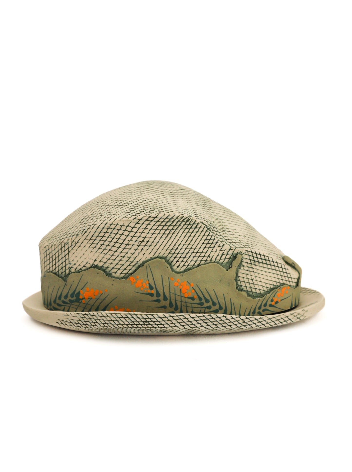 15. Hatched Sage Flower Butter Dish