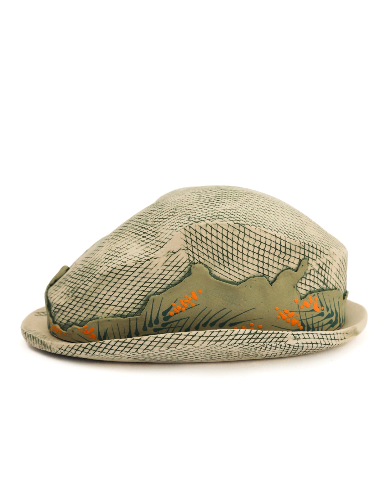 15. Hatched Sage Flower Butter Dish