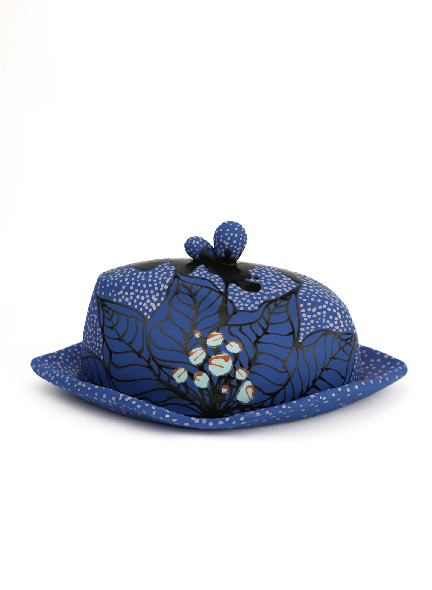 19. Dripped Blue Berried Butter Dish
