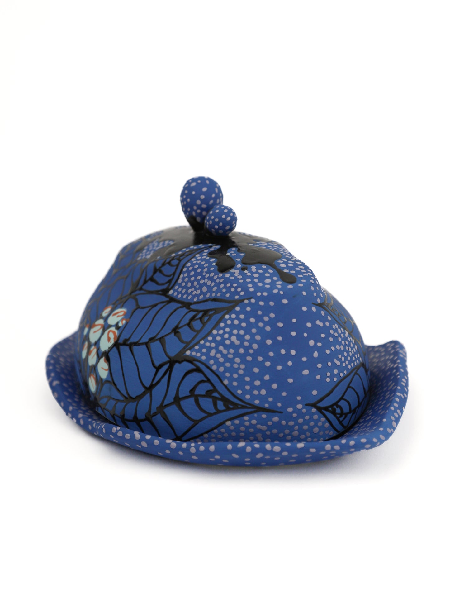19. Dripped Blue Berried Butter Dish