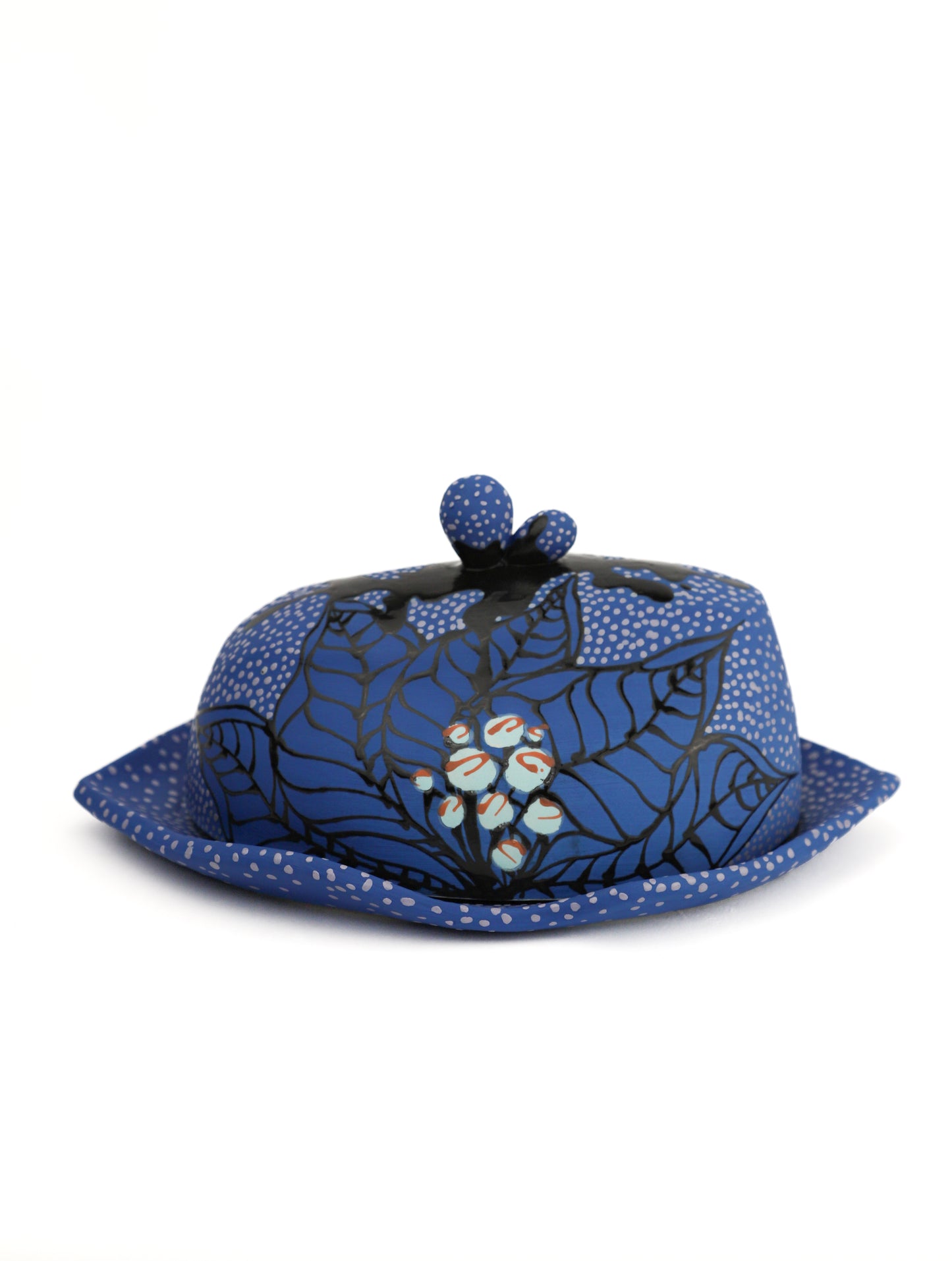 19. Dripped Blue Berried Butter Dish