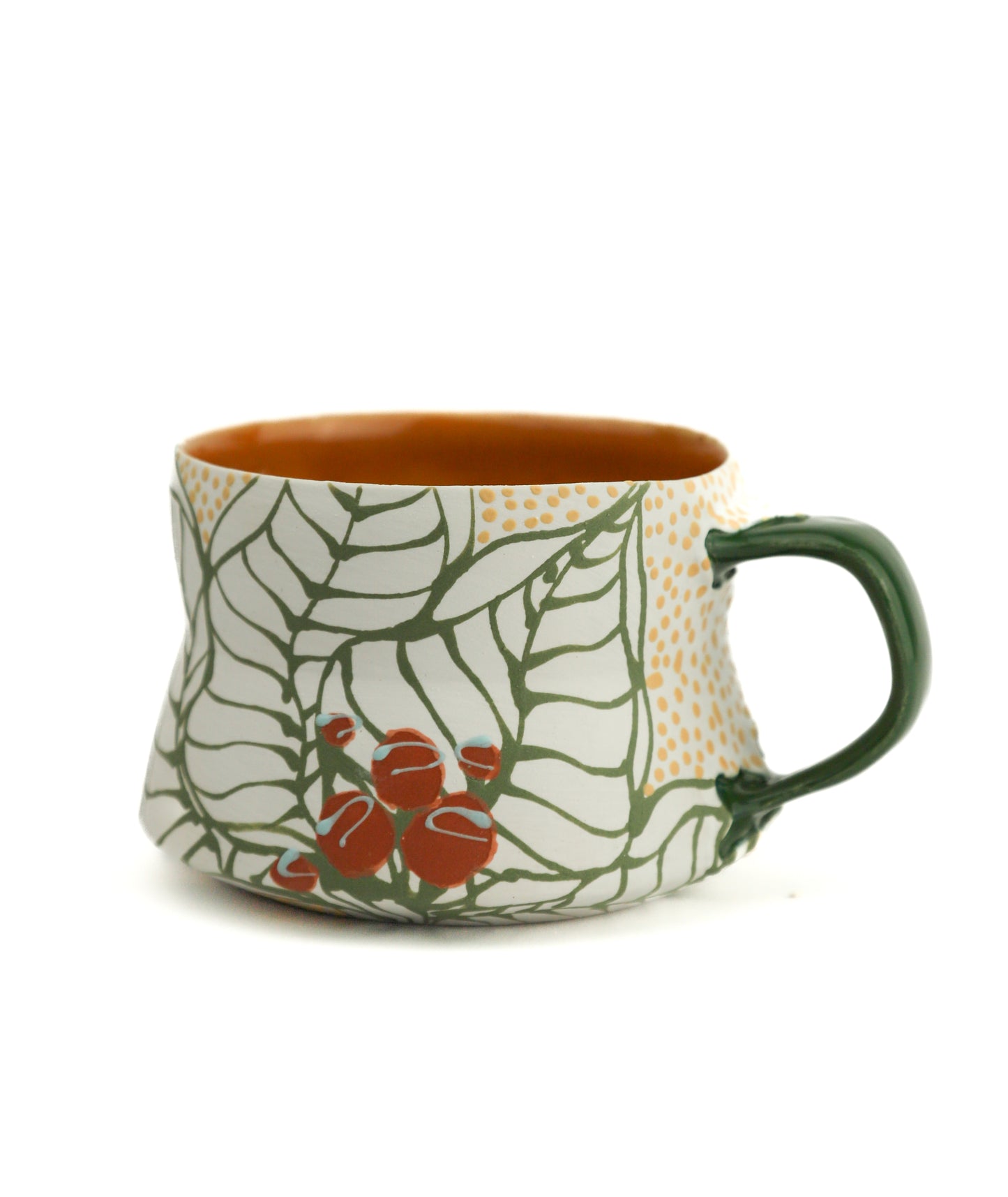 31. White and Green handled Mini Mug