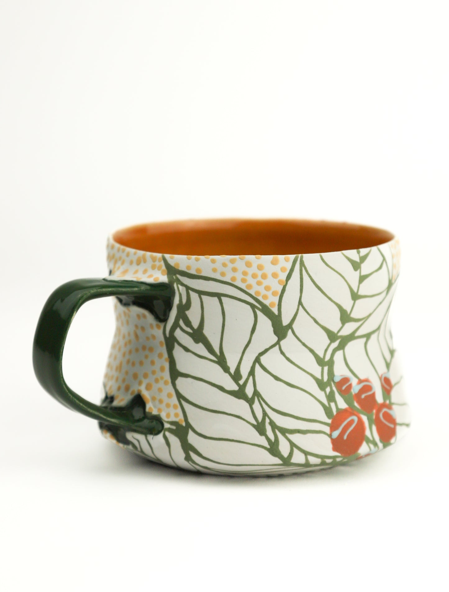 31. White and Green handled Mini Mug