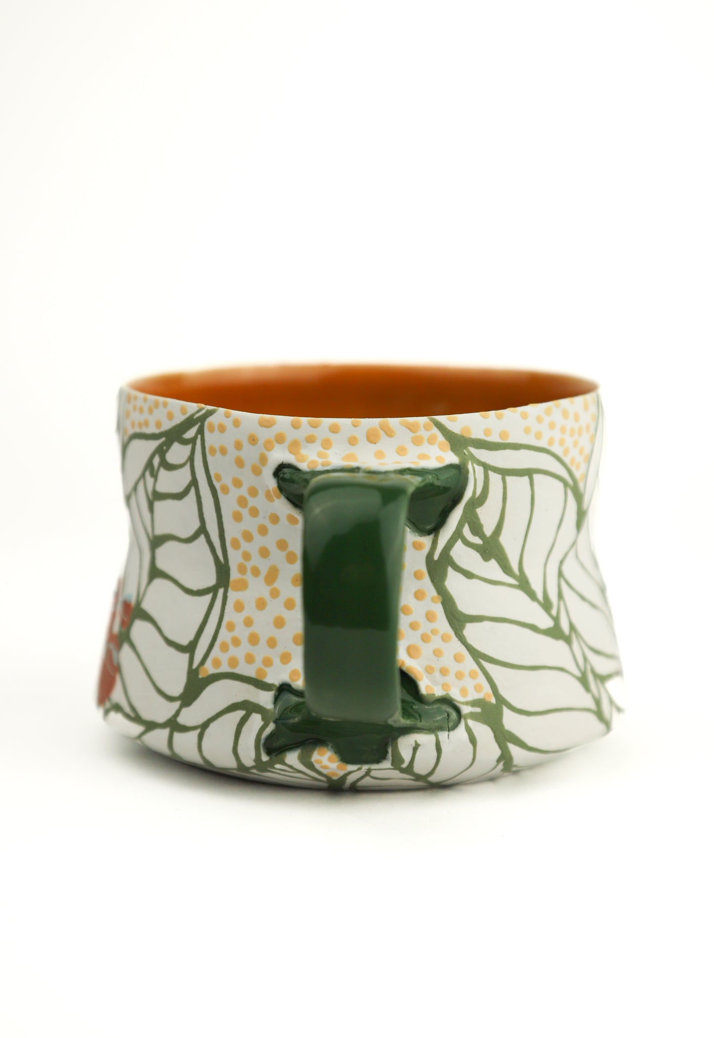 31. White and Green handled Mini Mug