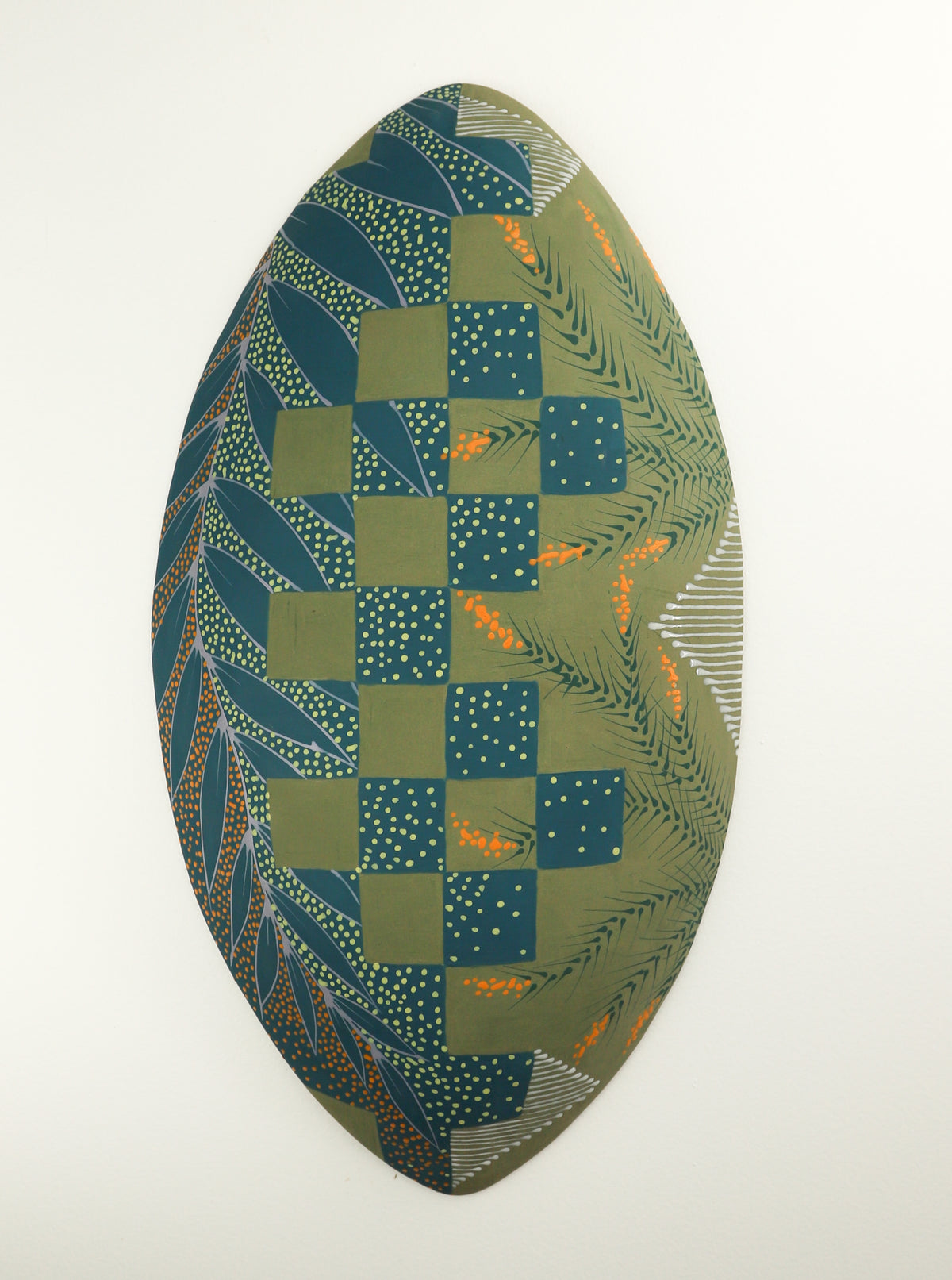 Large Sage and Teal Checkered Wall Pod