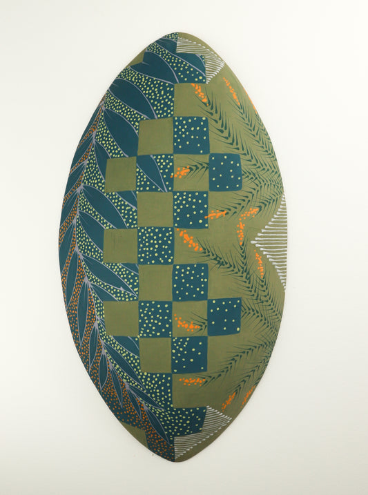 Large Sage and Teal Checkered Wall Pod