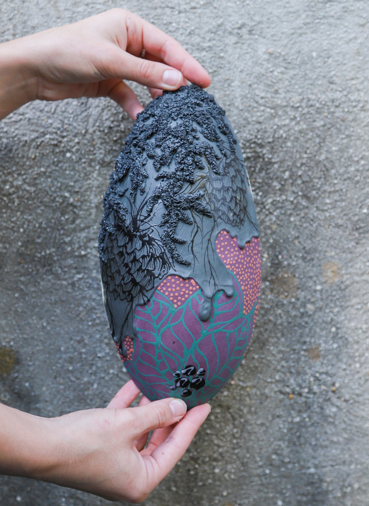 Small Plum and Black Moss Wall Pod