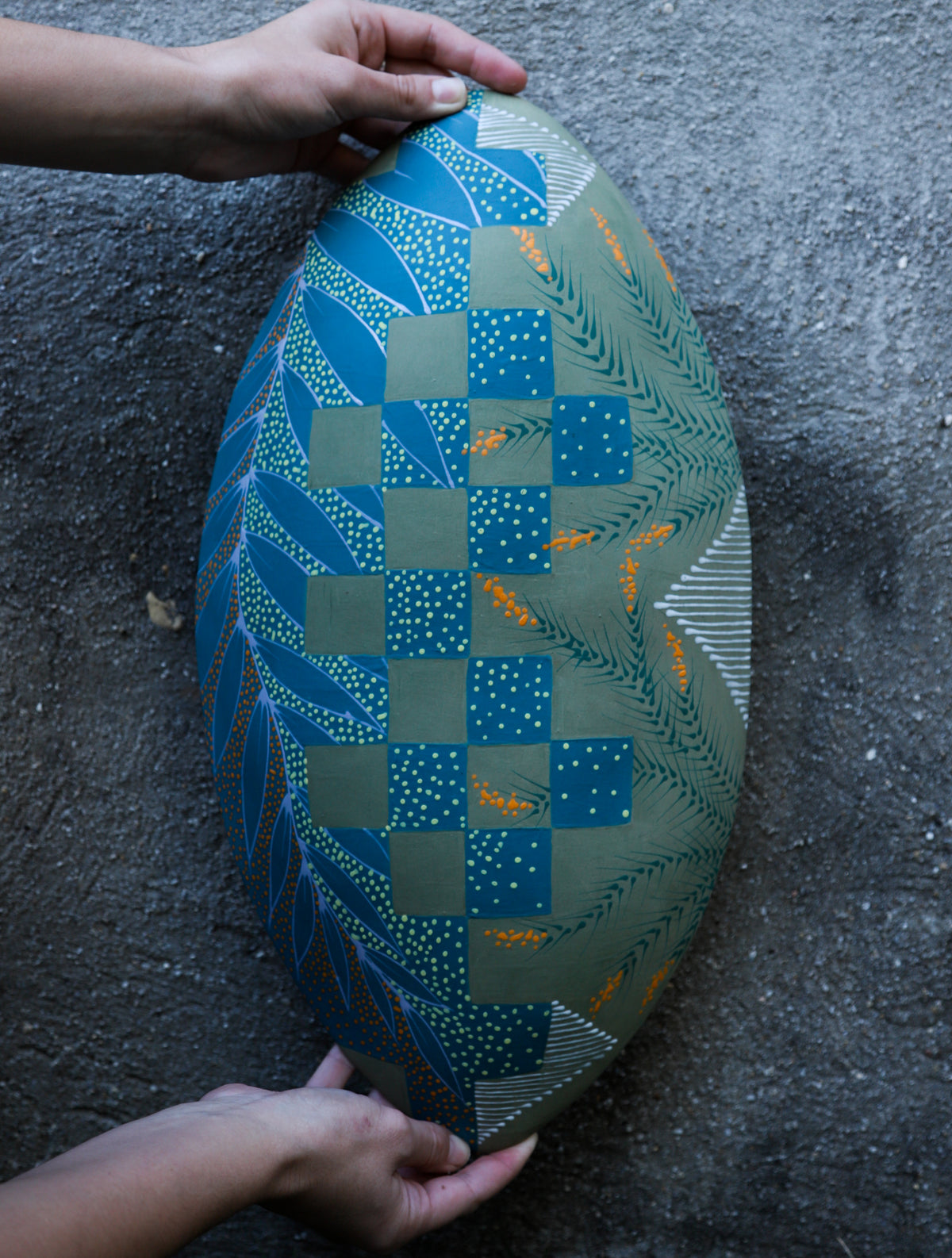 Large Sage and Teal Checkered Wall Pod