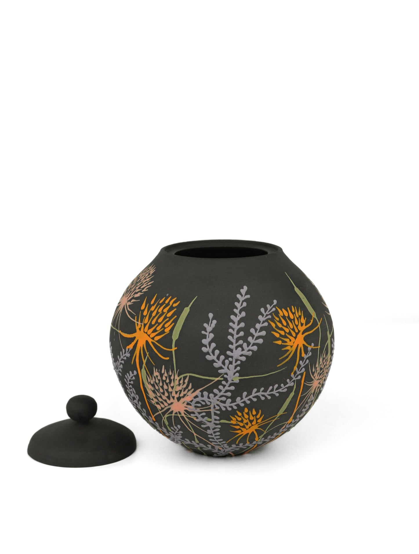 Black Wild Flower Jar